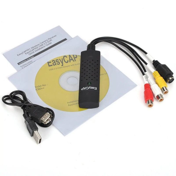 Карта видеозахвата USB2.0 - RCA (AV) EasyCAP, черный