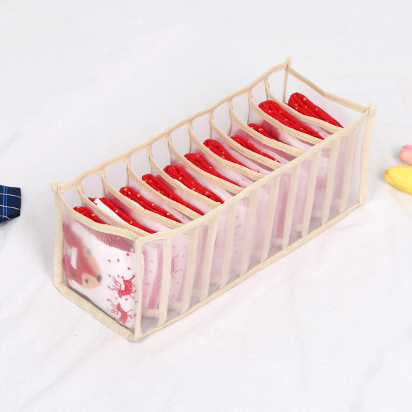 Органайзер для шкафа или комода - коробка для хранения одежды, (нижнего белья, вещей), размер 32х12х12,5см, 11 отсеков, белый