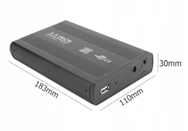Внешний корпус - бокс SATA - USB2.0 для жесткого диска SSD/HDD 3.5”, алюминий, черный