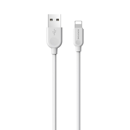 Зарядный USB дата кабель BOROFONE BX14 Lightning, 2.4A, 3м, белый