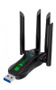Адаптер - беспроводной приемник USB3.0 Wi-Fi6 + Bluetooth 5.4, до 900 Мбит/с, 4 антенны, двухдиапазонный - 2.4GHz/5.8GHz  (Free Driver)