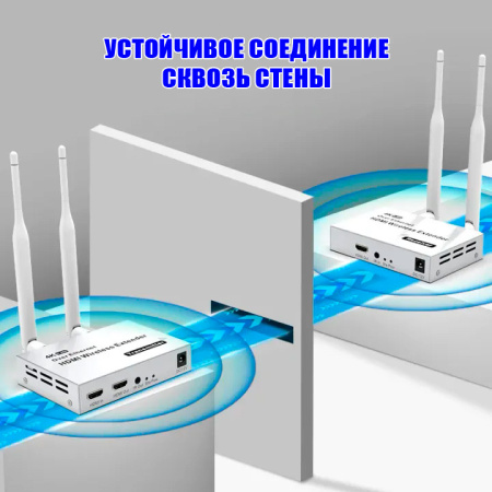 Удлинитель HDMI сигнала по WiFi до 200м, UltraHD 4К