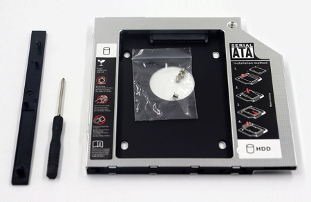 Адаптер SATA III - внутренний корпус для SSD/HDD для ноутбука - optibay (оптибей), 12.7мм, металлический