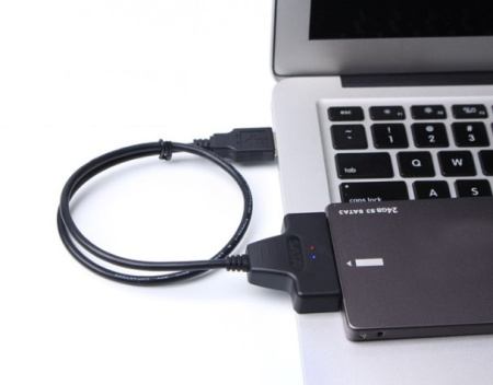 Адаптер - переходник - кабель SATA - 2x USB2.0 для жесткого диска SSD/HDD 2.5″, черный