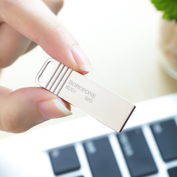 Флешка 32Gb Borofone BUD1, USB 2.0, серебристый