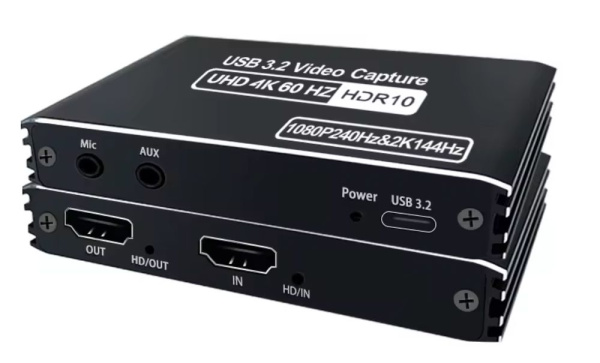 Профессиональная (игровая, стриминговая) карта видеозахвата USB3.2 HDMI запись до 4K 60Гц / 2K 144Гц / 1080p 240Гц, черный