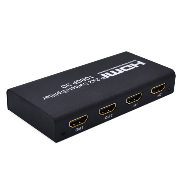 Адаптер - разветвитель - переключатель - свитч-сплиттер 2×2 HDMI, FullHD 1080p 3D, черный