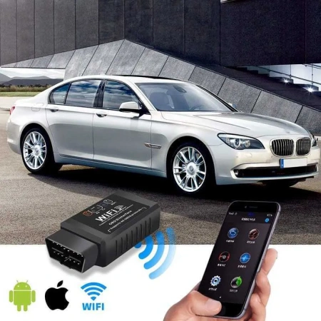 Автосканер ELM327 Wi-Fi OBD2 v1.5 - aдаптер OBDII ver1.5, с индикацией работы, черный