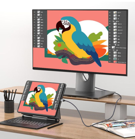 Кабель Mini DisplayPort v1.4 (mDP1.4) – HDMI v2.1 – 8K 60Гц / 4K 144Гц / 2K 240Гц, HDR, 32.4 Гбит/с, 12 бит, алюминий, оплетка, двойное экранирование, 1 метр