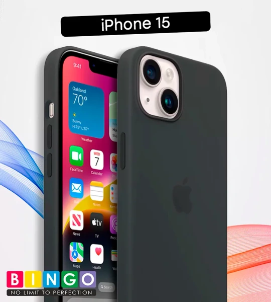 Чехол - бампер для Apple iPhone 15, Bingo Silicone Case, темно-серый