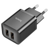 Зарядное устройство сетевое - блок питания HOCO N25, 2.1A, 2 USB, черный