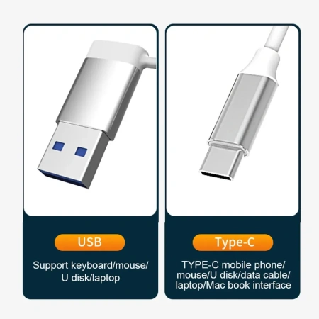 Адаптер - хаб USB3.0 Type-A/USB3.1 Type-C на USB3.0 - 3x USB2.0, серебро