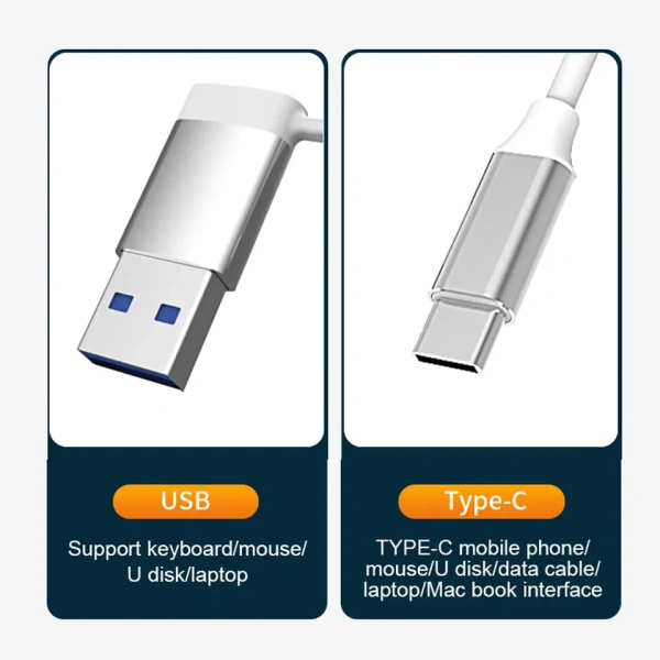 Адаптер - хаб USB3.0 Type-A/USB3.1 Type-C на USB3.0 - 3x USB2.0, серебро