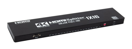 Cплиттер - разветвитель 1×16 HDMI 2.0 PRO UltraHD 4K 60Гц, 18.5 Гбит/c, поддержка HDCP2.2, HDR, EDID, RS232, 600MHz, черный