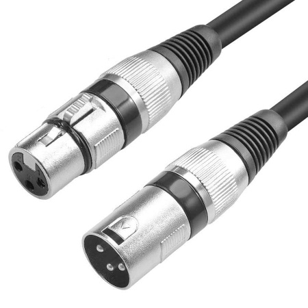 Аудио-кабель XLR (для микрофона, гитары, инструментов), M-F, black, 15 метров