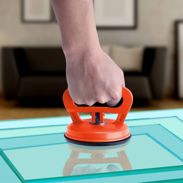 Вакуумная присоска для вытягивания вмятин на кузове автомобиля - инструмент для беcпокрасочного удаления вмятин, 12см, оранжевый