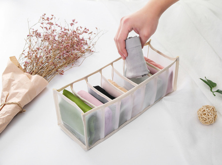 Органайзер для шкафа или комода - коробки для хранения одежды (нижнего белья, вещей), набор 3 предмета, белый
