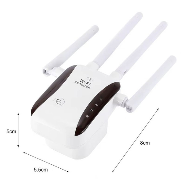 Адаптер - репитер, повторитель, усилитель Wi-Fi сигнала ver.03, до 300 Мбит/с, 4 антенны, белый