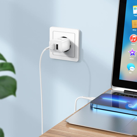 Зарядное устройство сетевое - блок питания HOCO N25, 2.1A, 2 USB, белый