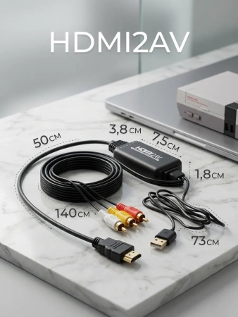 Кабель - переходник HDMI на RCA (AV) ver.01, черный