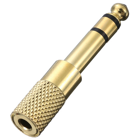 Адаптер - переходник jack 6.5mm - jack 3.5mm (AUX), золото