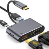 Адаптер - переходник USB3.1 Type-C - HDMI - VGA - USB3.0 - USB3.1 Type-C, серый