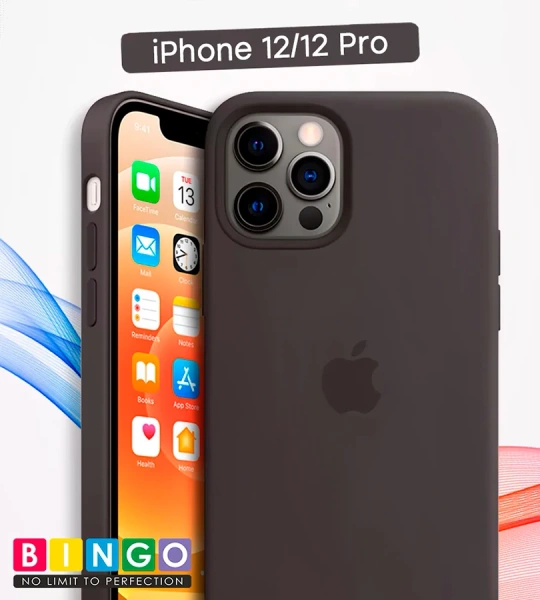 Чехол - бампер для Apple iPhone 12/12 Pro, Bingo Silicone Case, темно-серый