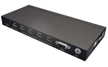 Свитч - делитель экрана HDMI 1x4, UHD 4K 60HZ, RS232, Toslink/SPDIF, Jack 3,5mm (программируемый)
