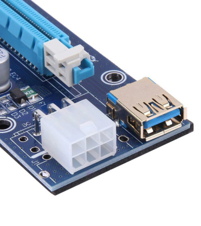Адаптер - райзер USB3.0 PCI-E 1X на 16X, 6pin (ver.009S)