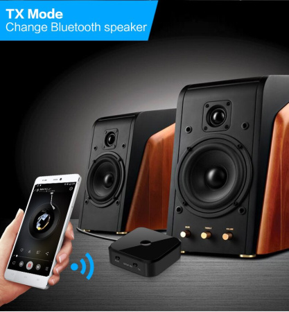 Универсальный аудио адаптер RX/TX Bluetooth v5.0 - оптика (Toslink/SPDIF) - jack 3.5mm (AUX), TX16, черный