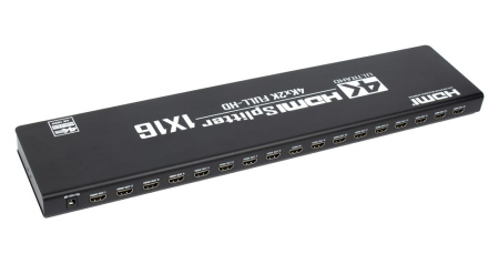 Cплиттер - разветвитель 1×16 HDMI 2.0 PRO UltraHD 4K 60Гц, 18.5 Гбит/c, поддержка HDCP2.2, HDR, EDID, RS232, 600MHz, черный