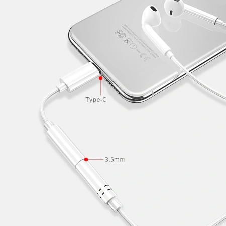 Адаптер - переходник цифровой USB3.1 Type-C - jack 3.5mm (AUX), универсальный, белый