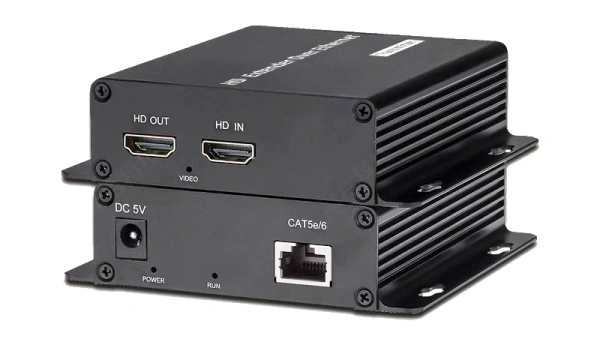 Удлинитель сигнала HDMI по витой паре RJ45 (LAN) до 200 метров UltraHD 4K, поддержка IP, комплект, черный