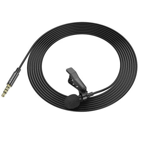 Микрофон Borofone BFK11 jack 3.5 мм на клипсе, 2 м, черный
