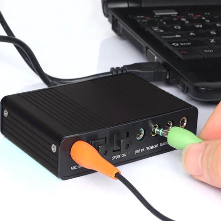Звуковой адаптер - внешняя звуковая карта USB 3D 5.1/7.1-канальная, 3x jack 3.5mm (AUX)