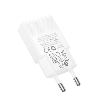Зарядное устройство сетевое - блок питания HOCO N72, USB Type-C PD20W, ультратонкий, белый