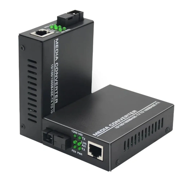 Медиаконвертер - удлинитель - коммутатор оптический 1xRJ45 10/100/1000MB - 1xSC до 3км одномодовый одноволоконный, комплект