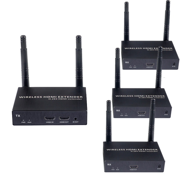 Удлинитель сигнала HDMI по Wi-Fi до 200 метров, активный, FullHD 1080p, комплект 1 передатчик + 3 приемника, черный
