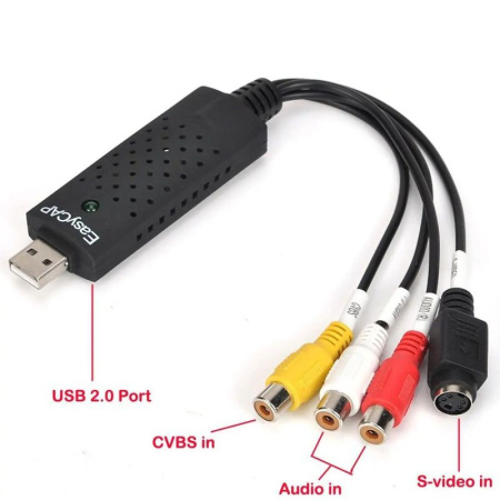Карта видеозахвата USB2.0 - RCA (AV) EasyCAP, черный