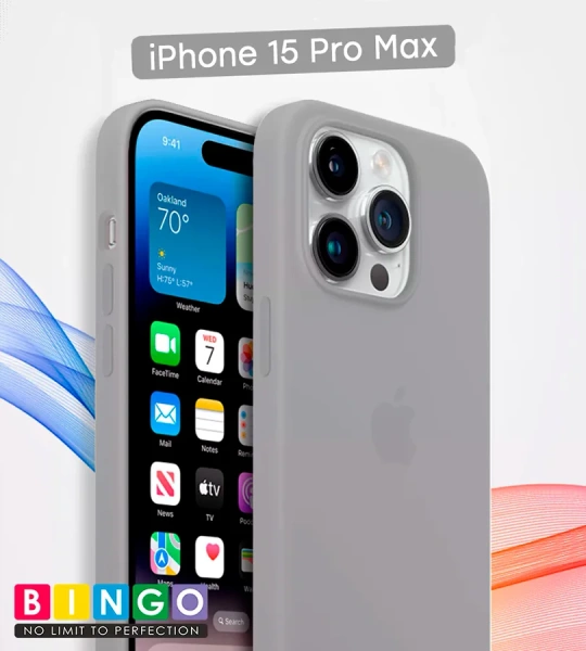 Чехол - бампер для Apple iPhone 15 Pro Max, Bingo Silicone Case, серый