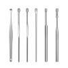 Набор инструментов для чистки ушей - ушные палочки - металлическая ухочистка MOD02, нержавеющая сталь, 6 штук
