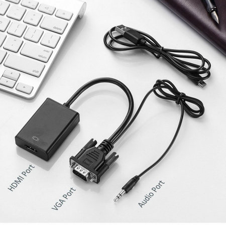 Адаптер - переходник VGA - HDMI PRO, черный
