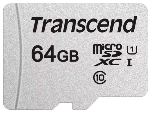 Карта памяти MicroSDXC 64Gb TRANSCEND (TS64GUSD300S-A), класс 10, SD-адаптер