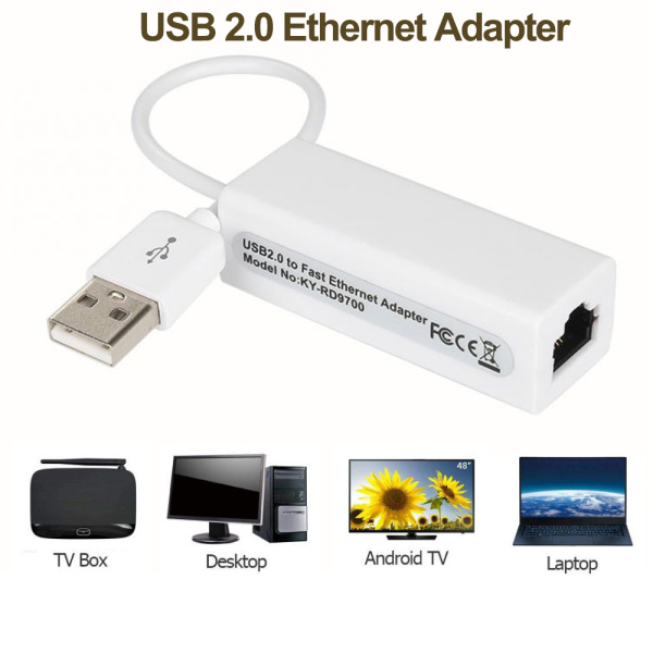 Адаптер - переходник USB2.0 - RJ45 (LAN) до 100 Мбит/с, белый