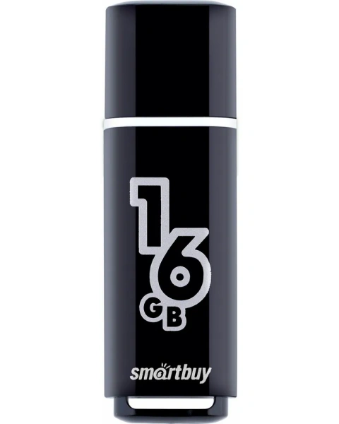 Флешка 16Gb Smart Buy Glossy series, USB 2.0, черный