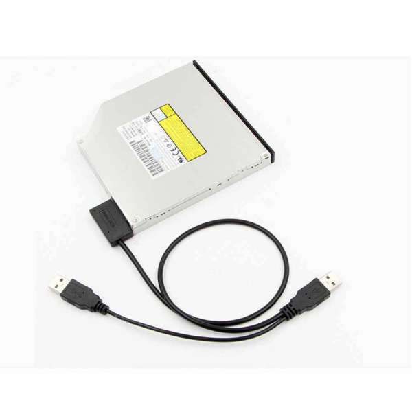 Адаптер - переходник - кабель SATA 6+7 pin - 2x USB2.0 для DVD-привода ноутбука, черный